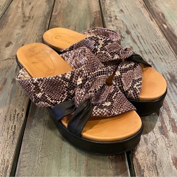 Corso Como 6.5 Wynnter Platform Slide Sandal Snakeskin Print Leather Wedge Shoes - Picture 13 of 15